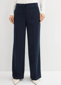 bonprix bonprix Pantalón de traje con rayas azul marino/blanco lana con rayas