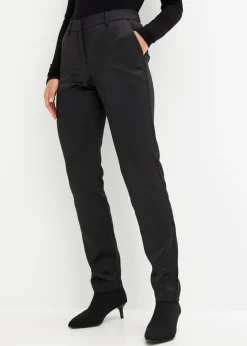 bonprix bonprix Pantalón de traje de satén fino Negro Outlet