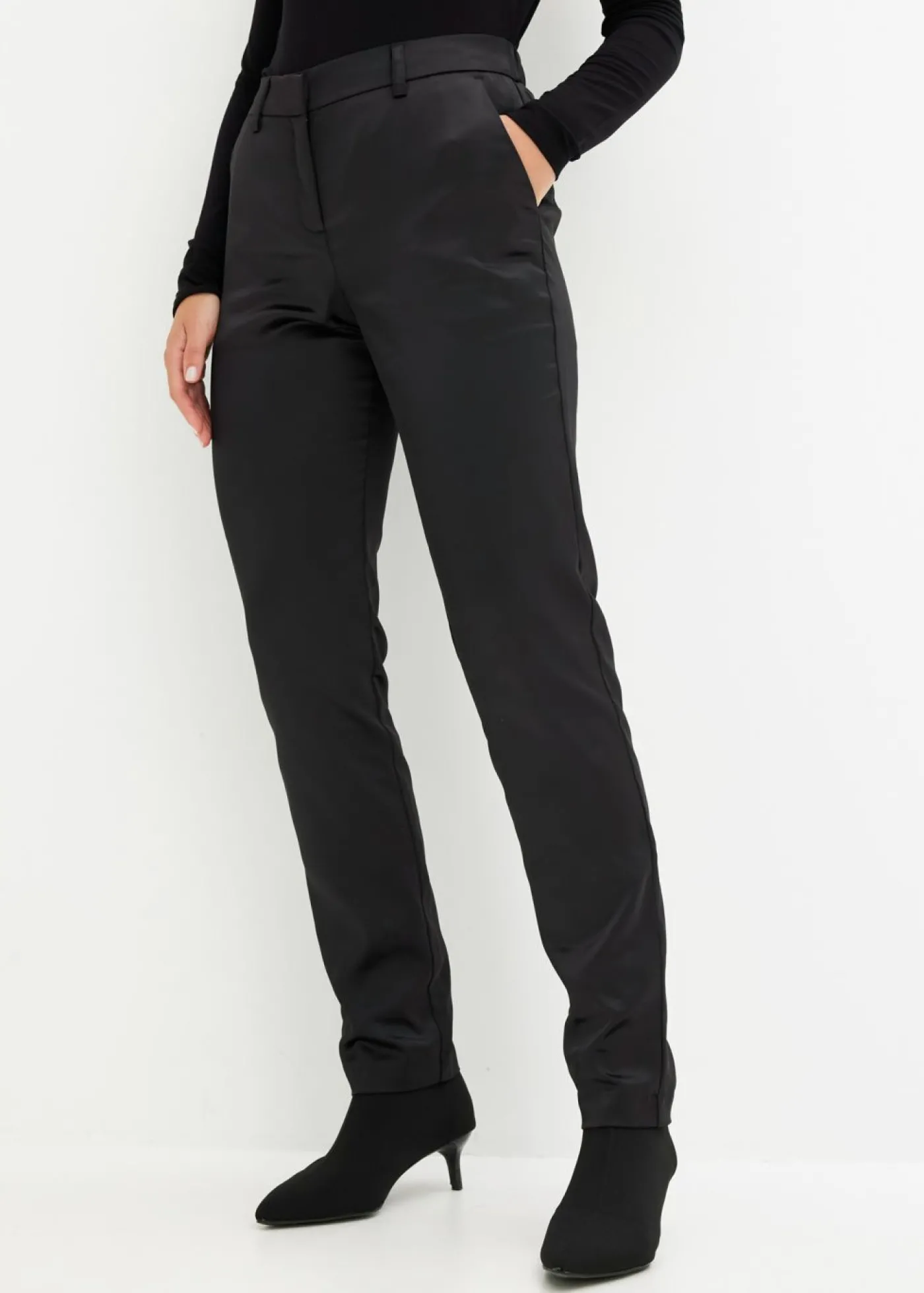 bonprix bonprix Pantalón de traje de satén fino Negro Outlet