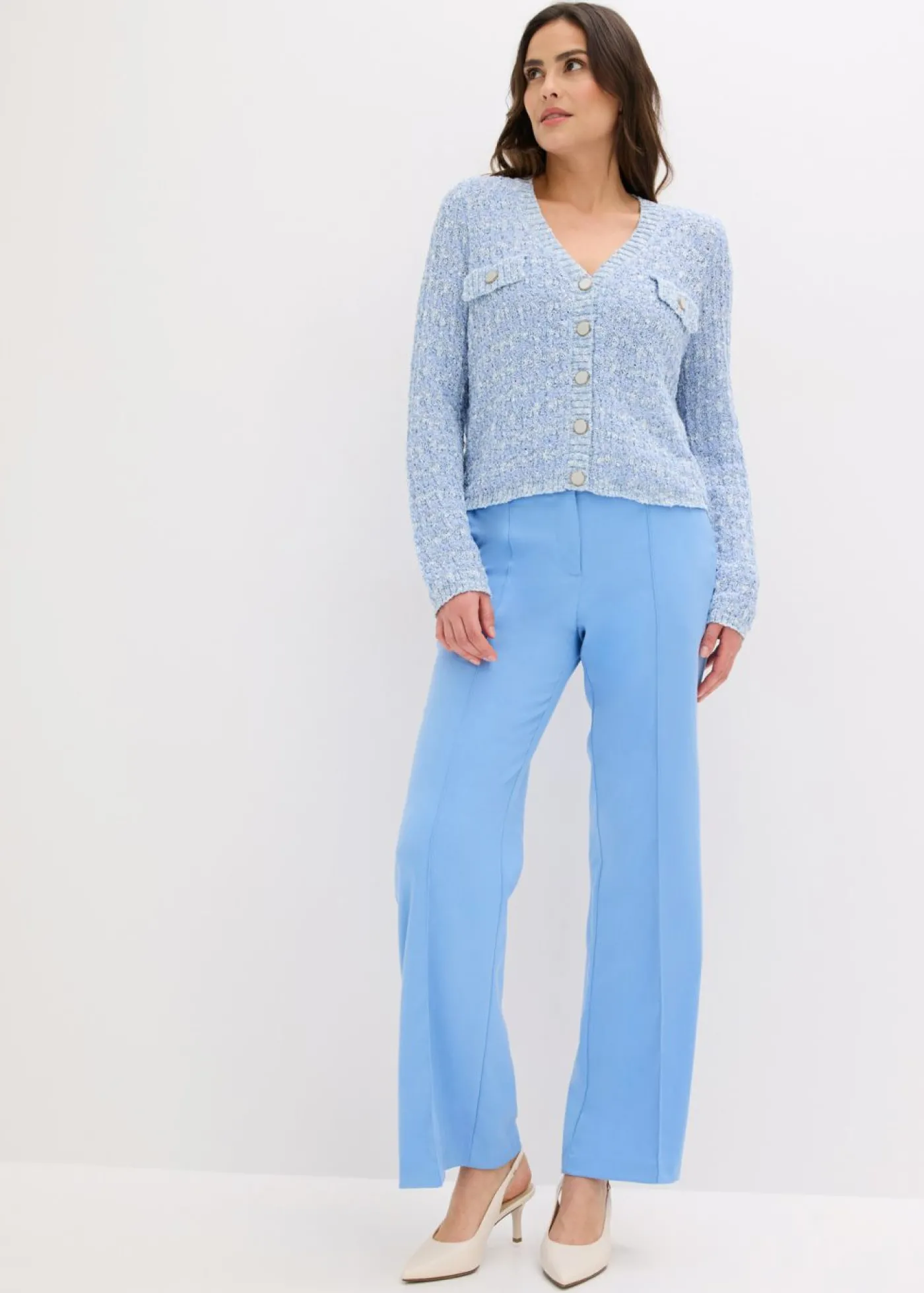 bonprix bonprix Pantalón de traje flared azul provenzal Discount