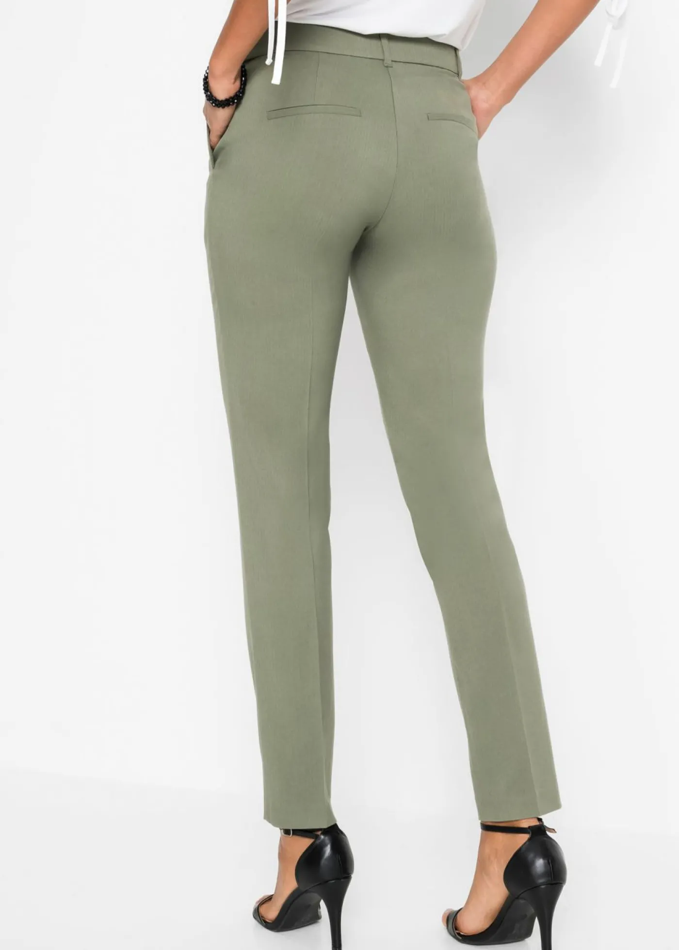 bonprix bonprix Pantalón de traje, petite Verde oliva Discount