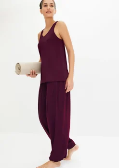 bonprix bonprix Pantalón deportivo ancho con cintura doblada morado intenso New