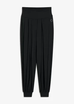 bonprix bonprix Pantalón deportivo ancho con cintura doblada Negro New