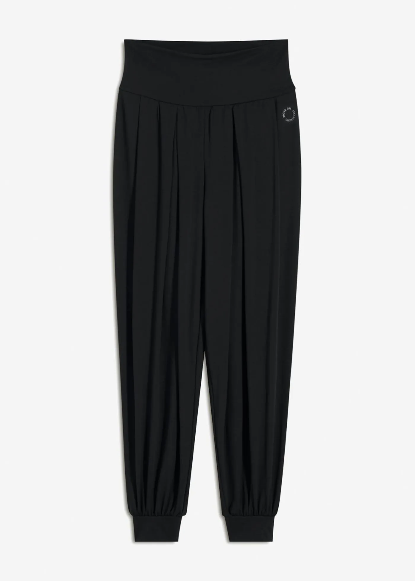 bonprix bonprix Pantalón deportivo ancho con cintura doblada Negro New