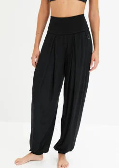 bonprix bonprix Pantalón deportivo ancho con cintura doblada Negro New