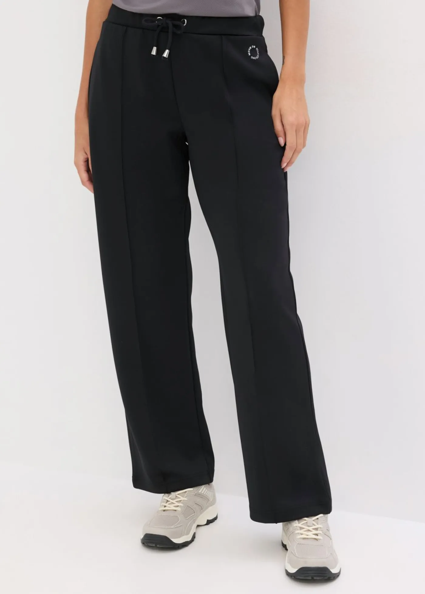 bonprix bonprix Pantalón deportivo con costuras decorativas Negro Clearance