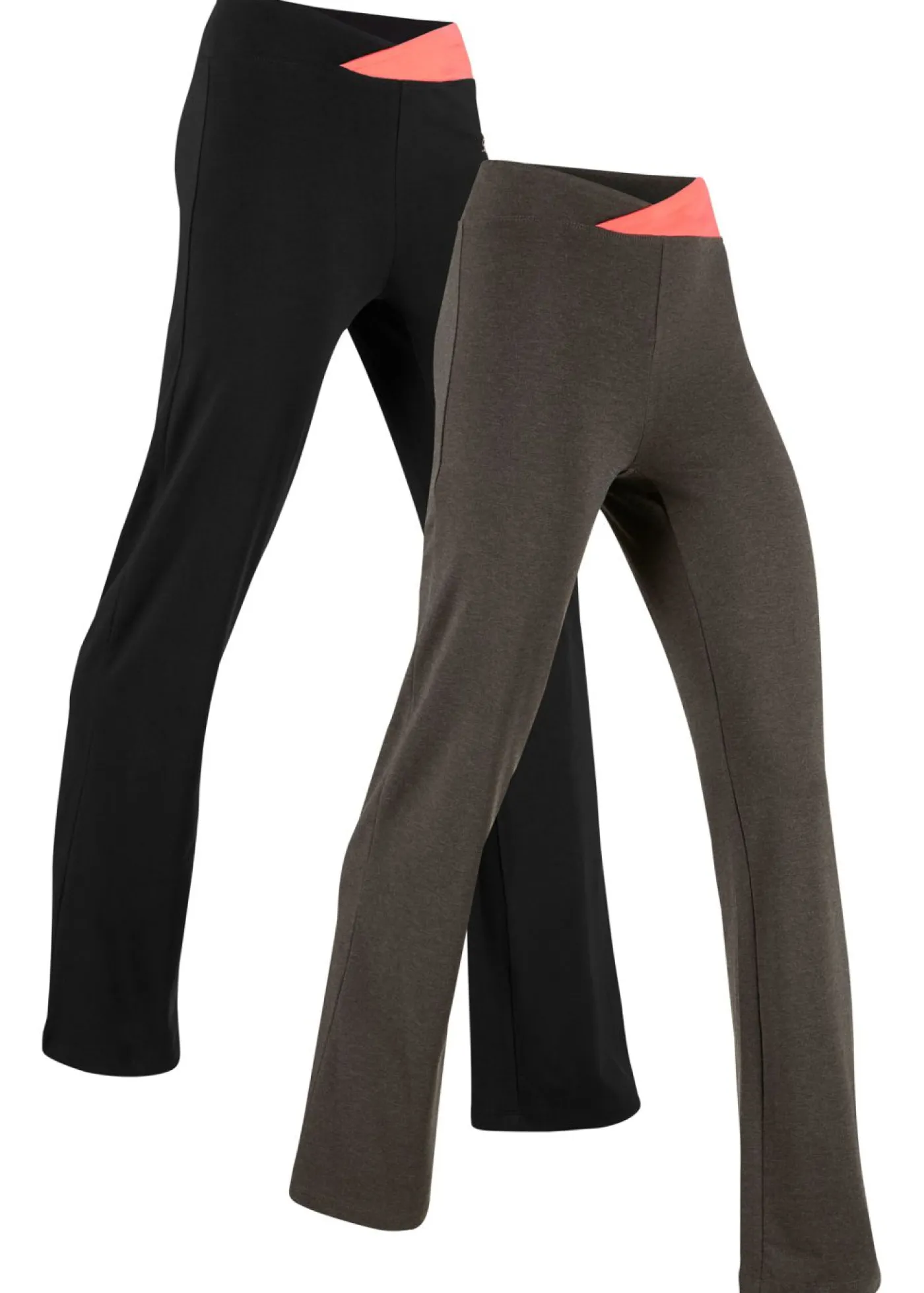 bonprix bonprix Pantalón deportivo de algodón, bootcut (2 unidades) Antracita jaspeado+negro Best
