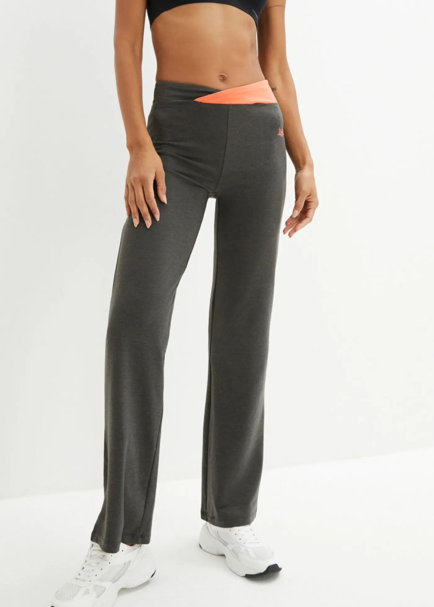 bonprix bonprix Pantalón deportivo de algodón, bootcut (2 unidades) Antracita jaspeado+negro Best