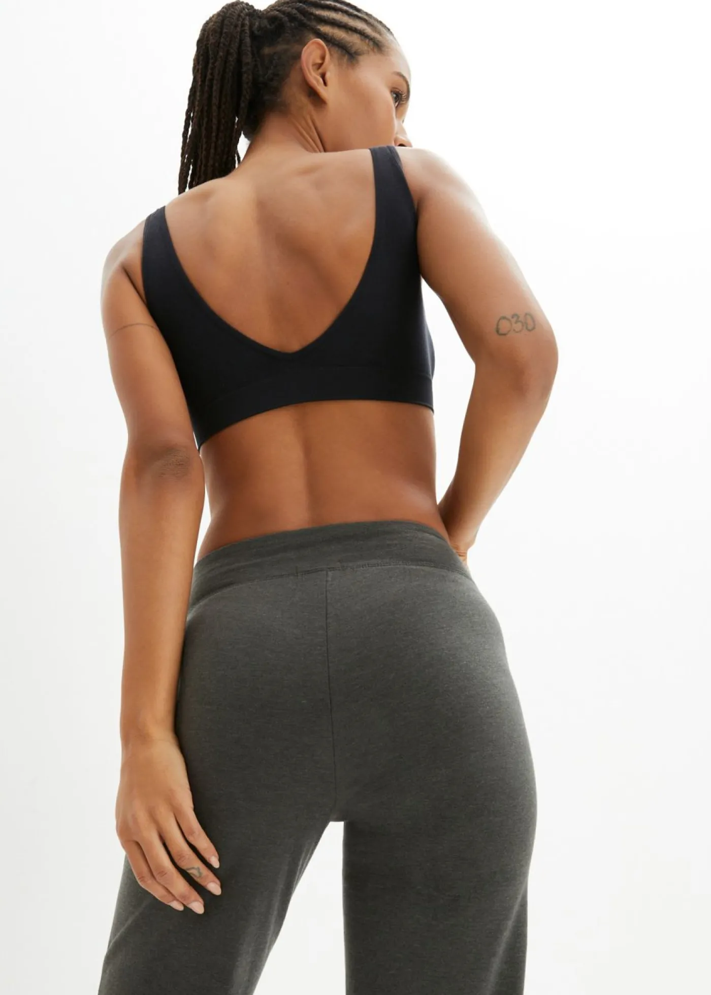 bonprix bonprix Pantalón deportivo de algodón, bootcut (2 unidades) Antracita jaspeado+negro Best