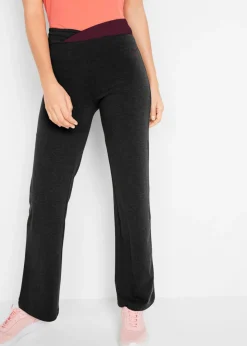 bonprix bonprix Pantalón deportivo de algodón, bootcut (2 unidades) negro+azul marino New