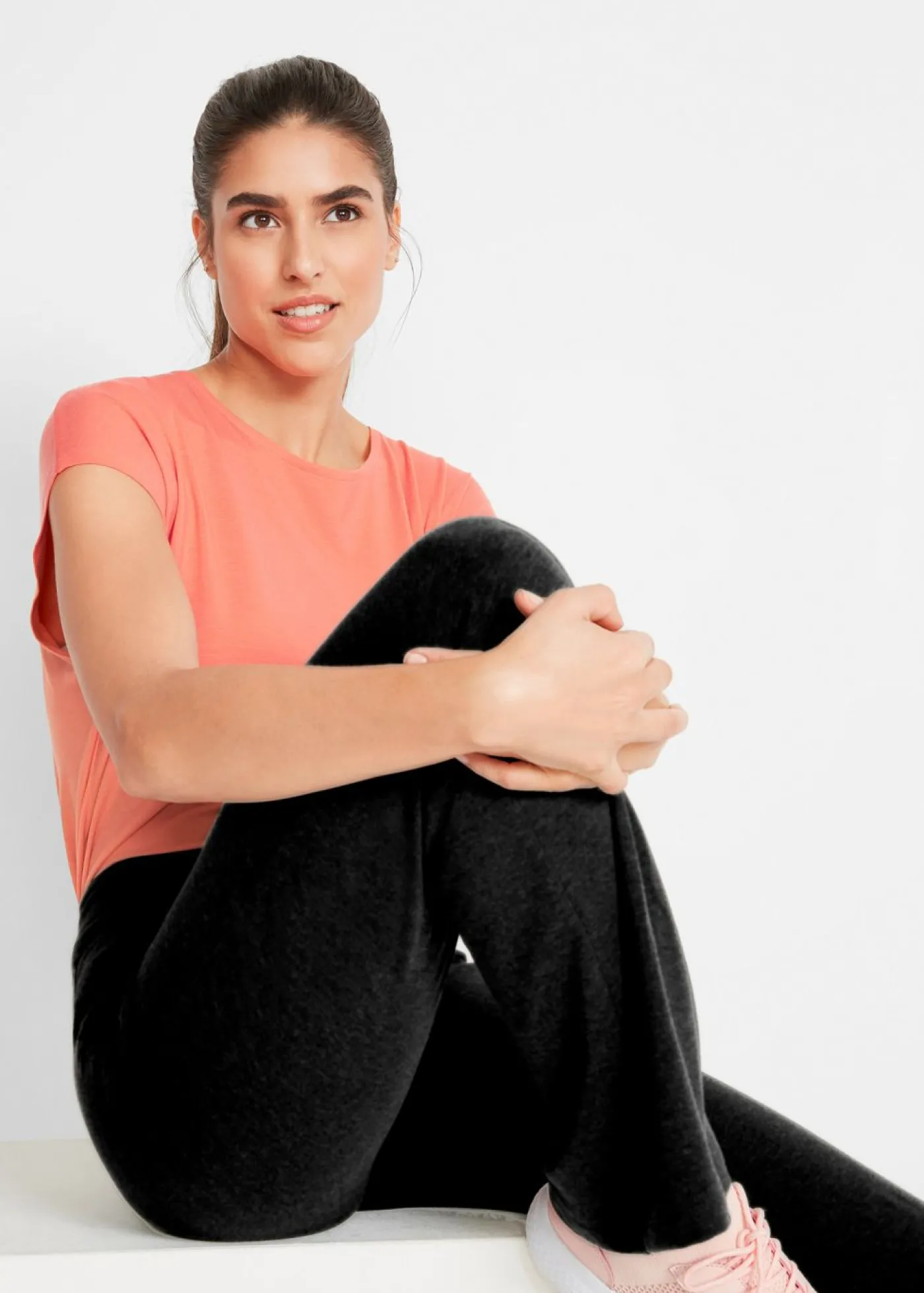 bonprix bonprix Pantalón deportivo de algodón, bootcut (2 unidades) negro+azul marino New