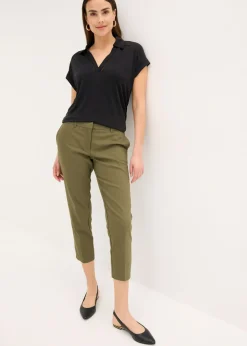 bonprix bonprix Pantalón ejecutivo de largo capri Verde oliva oscuro Outlet