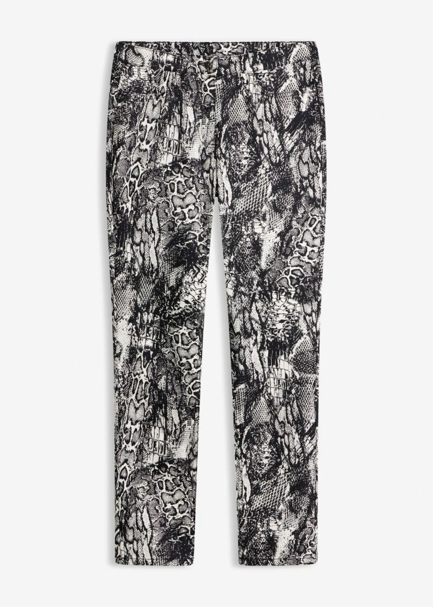 bonprix bonprix Pantalón elástico piel de serpiente negro-blanco perla Hot