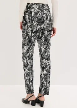 bonprix bonprix Pantalón elástico piel de serpiente negro-blanco perla Hot