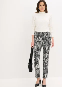 bonprix bonprix Pantalón elástico piel de serpiente negro-blanco perla Hot