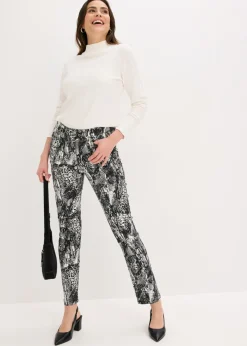 bonprix bonprix Pantalón elástico piel de serpiente negro-blanco perla Hot