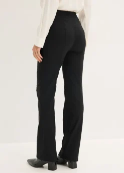 bonprix bonprix Pantalón elástico acampanado de bengalina Negro-blanco lana Outlet