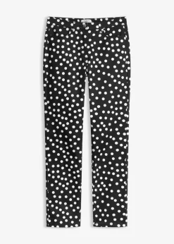 bonprix bonprix Pantalón elástico 5 bolsillos Negro-blanco lana de lunares Sale