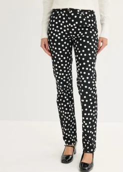 bonprix bonprix Pantalón elástico 5 bolsillos Negro-blanco lana de lunares Sale