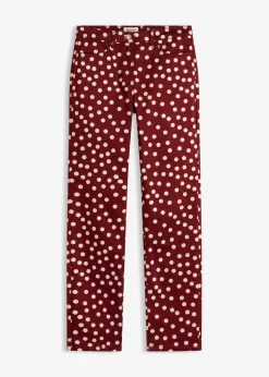 bonprix bonprix Pantalón elástico 5 bolsillos Rojo rubí/arena claro de lunares Clearance