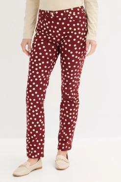 bonprix bonprix Pantalón elástico 5 bolsillos Rojo rubí/arena claro de lunares Clearance