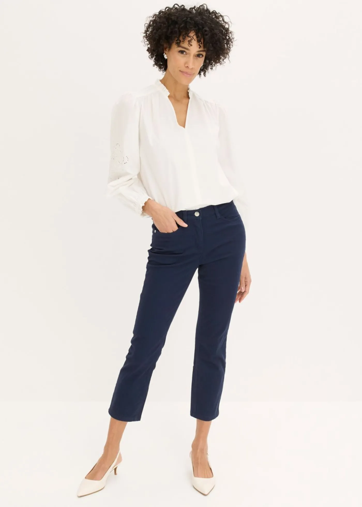 bonprix bonprix Pantalón elástico capri Azul oscuro Outlet
