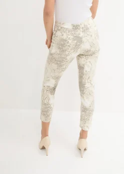 bonprix bonprix Pantalón elástico capri con estampado estampado leo beige Online