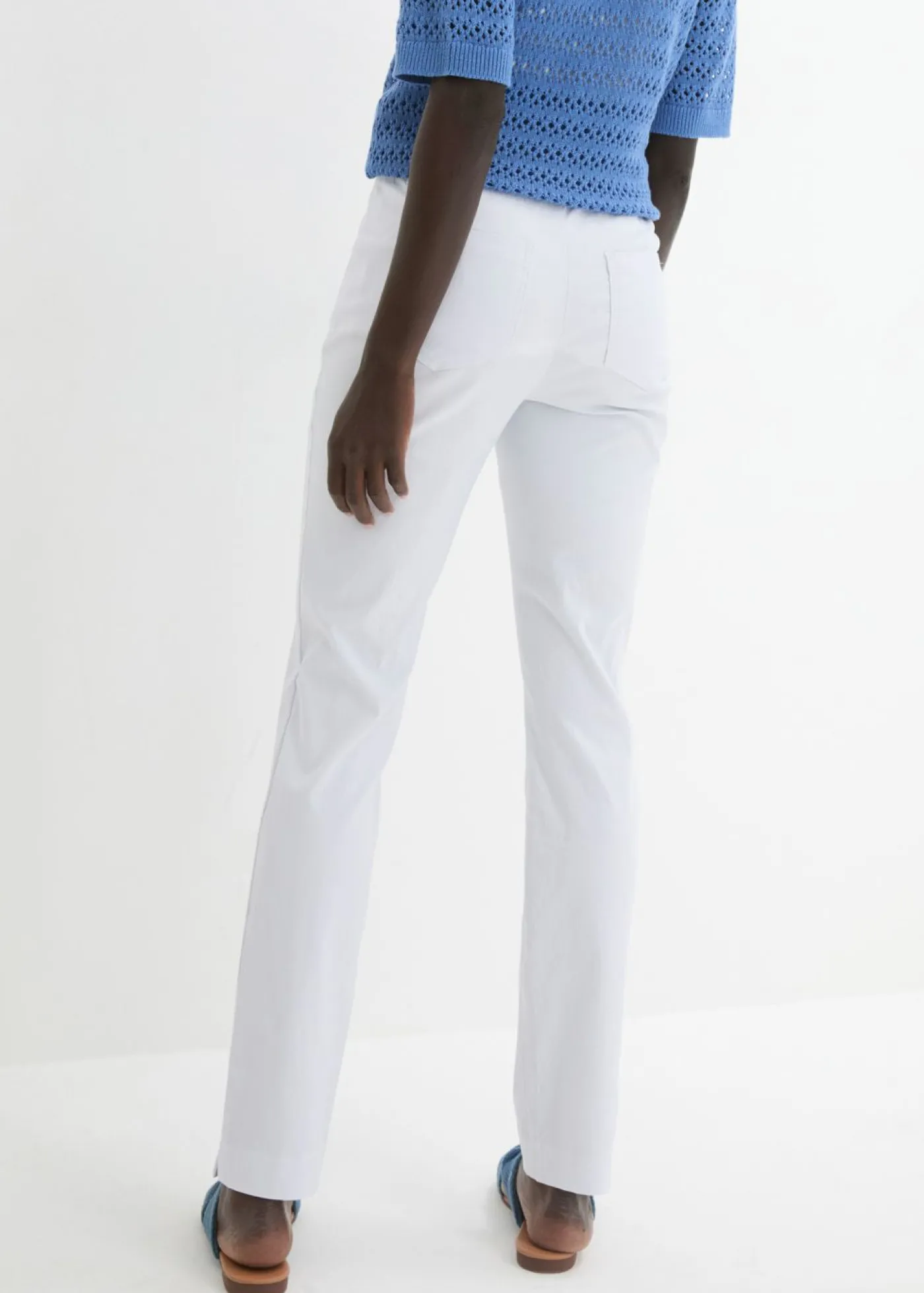 bonprix bonprix Pantalón elástico con cintura antideslizante Blanco Clearance