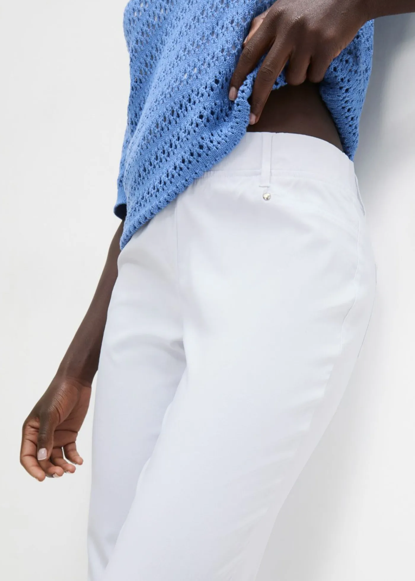 bonprix bonprix Pantalón elástico con cintura antideslizante Blanco Clearance