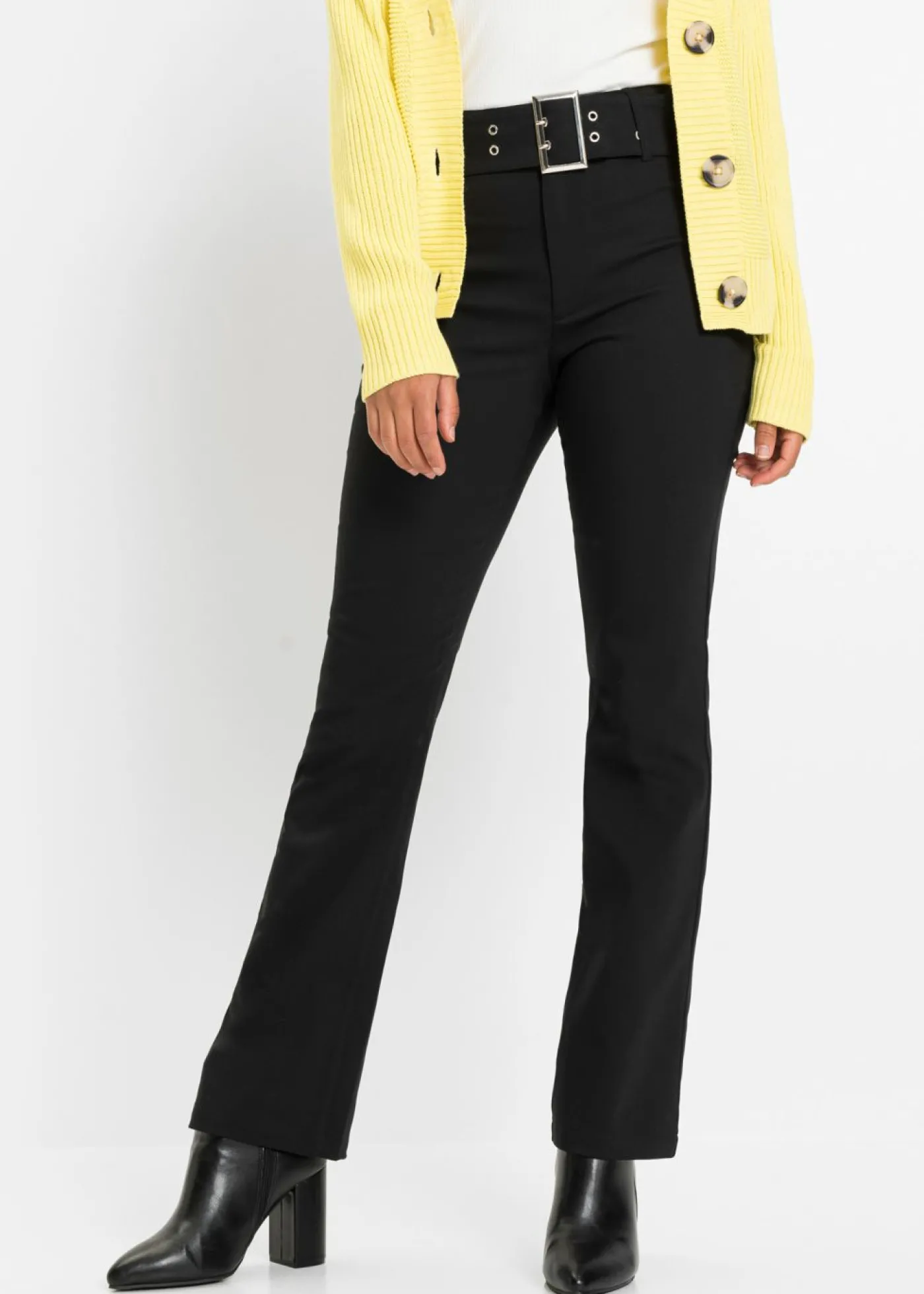 bonprix bonprix Pantalón elástico con cinturón Negro Best