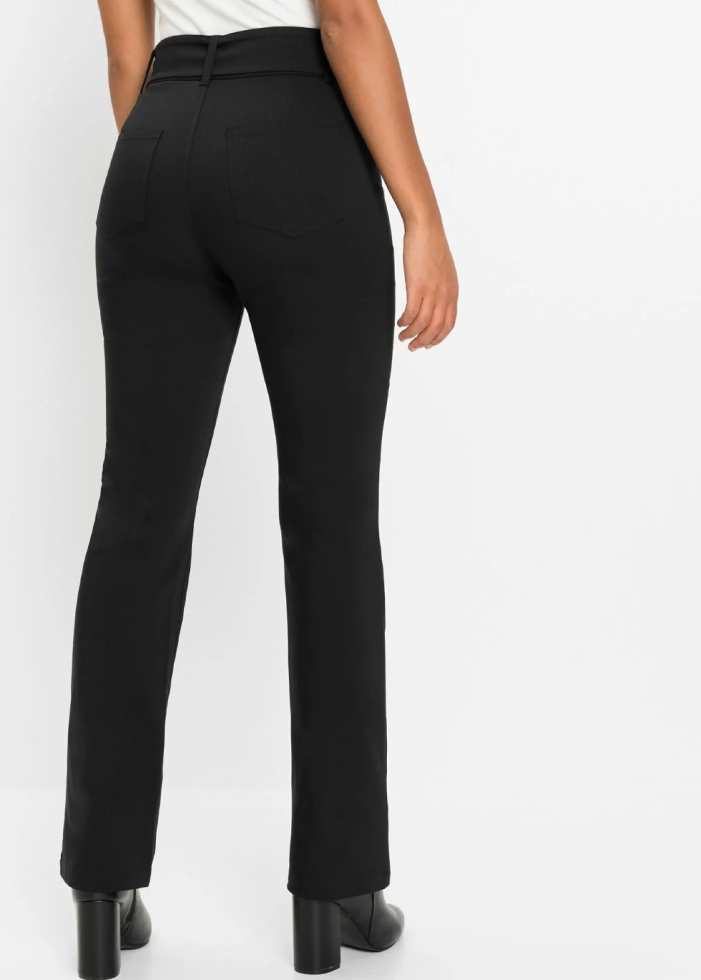 bonprix bonprix Pantalón elástico con cinturón Negro Best