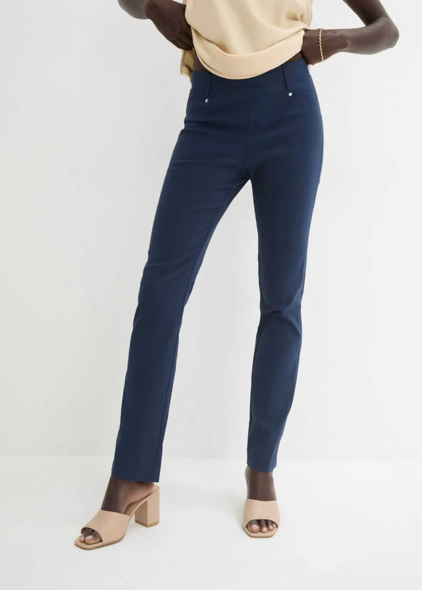 bonprix bonprix Pantalón elástico con cintura antideslizante Azul marino Online