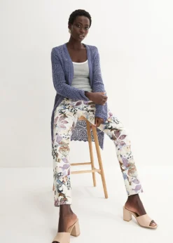 bonprix bonprix Pantalón elástico con estampado de flores Crudo de flores Online