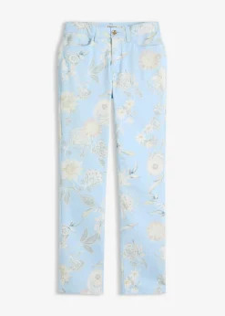 bonprix bonprix Pantalón elástico con estampado Azul pálido-rosa claro de flores Online