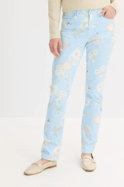 bonprix bonprix Pantalón elástico con estampado Azul pálido-rosa claro de flores Online
