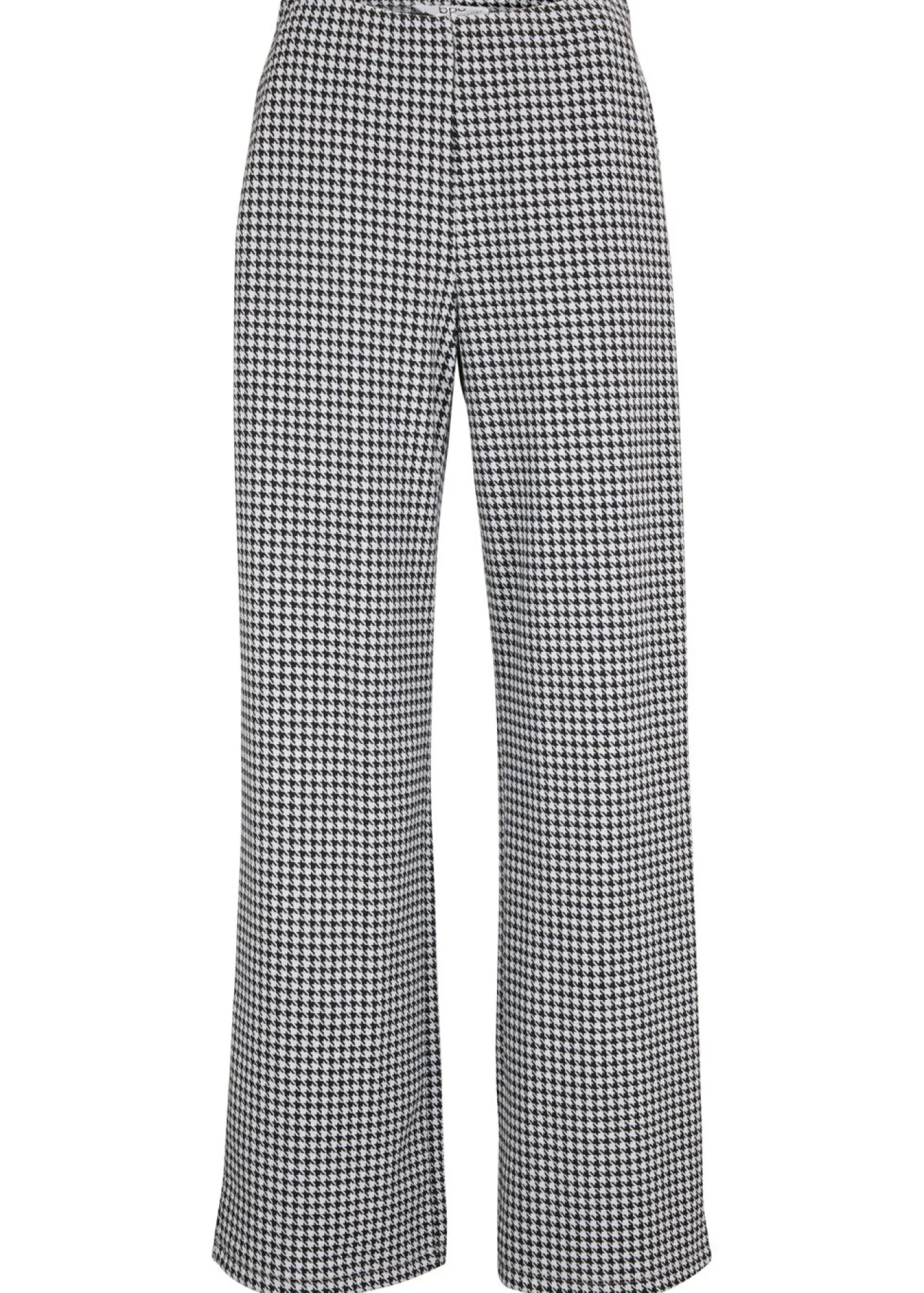 bonprix bonprix Pantalón elástico con pata de gallo, pernera ancha Negro-blanco de cuadros New