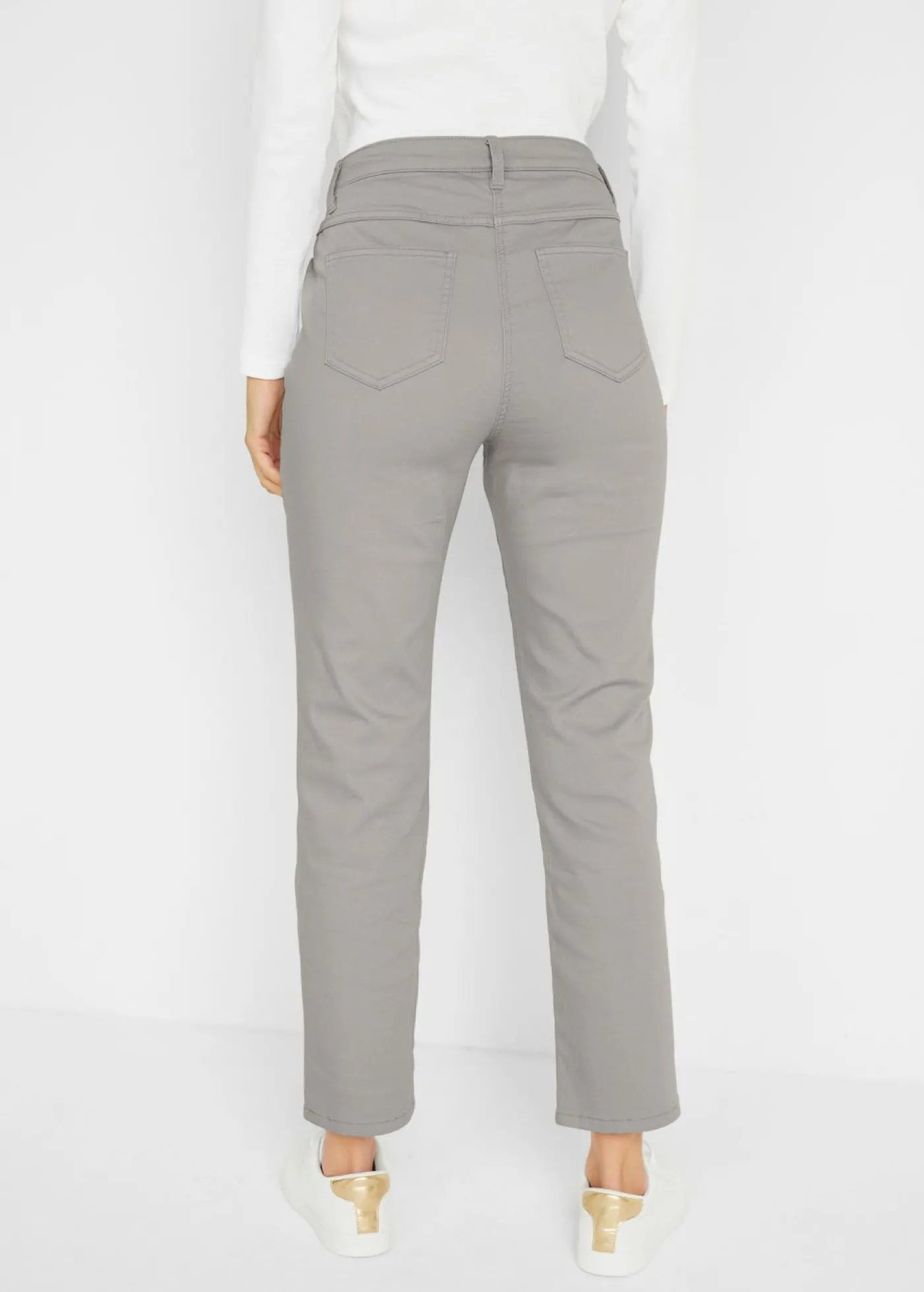 bonprix bonprix Pantalón elástico con perneras rectas, mid waist Plateado Hot
