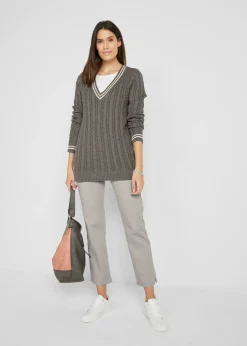 bonprix bonprix Pantalón elástico con perneras rectas, mid waist Plateado Hot