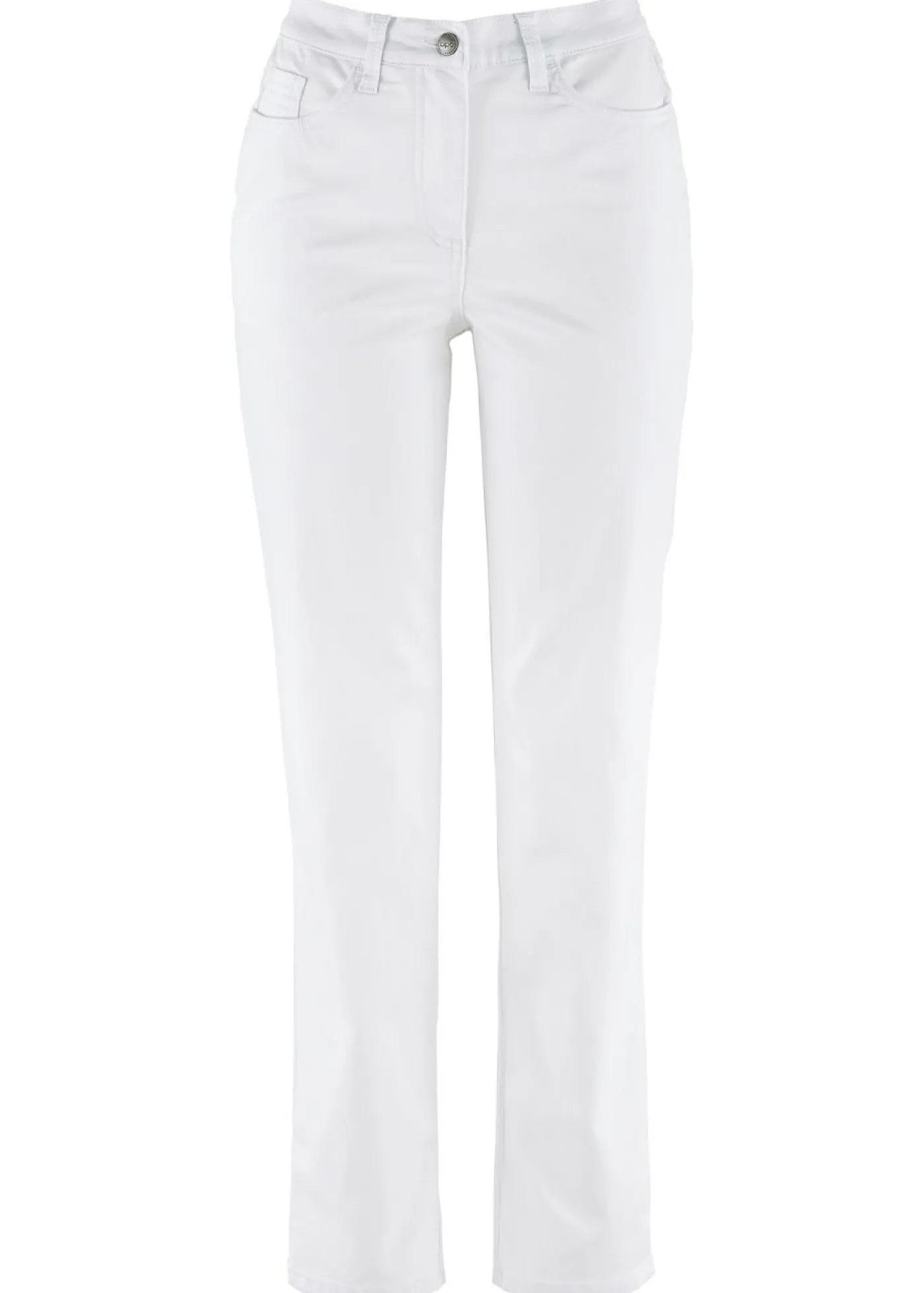 bonprix bonprix Pantalón elástico con perneras rectas, mid waist Blanco Best