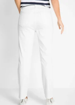 bonprix bonprix Pantalón elástico con perneras rectas, mid waist Blanco Best