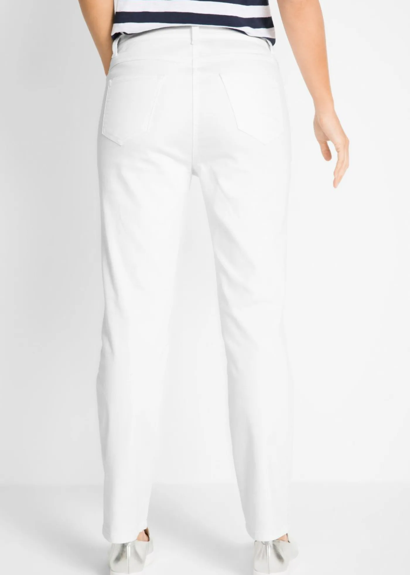 bonprix bonprix Pantalón elástico con perneras rectas, mid waist Blanco Best