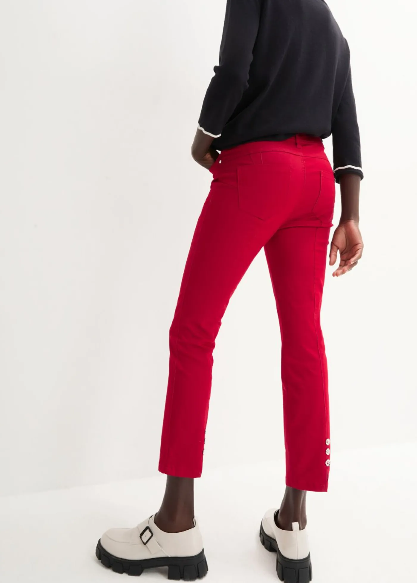 bonprix bonprix Pantalón elástico de algodón rojo cayena Discount