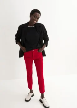 bonprix bonprix Pantalón elástico de algodón rojo cayena Discount
