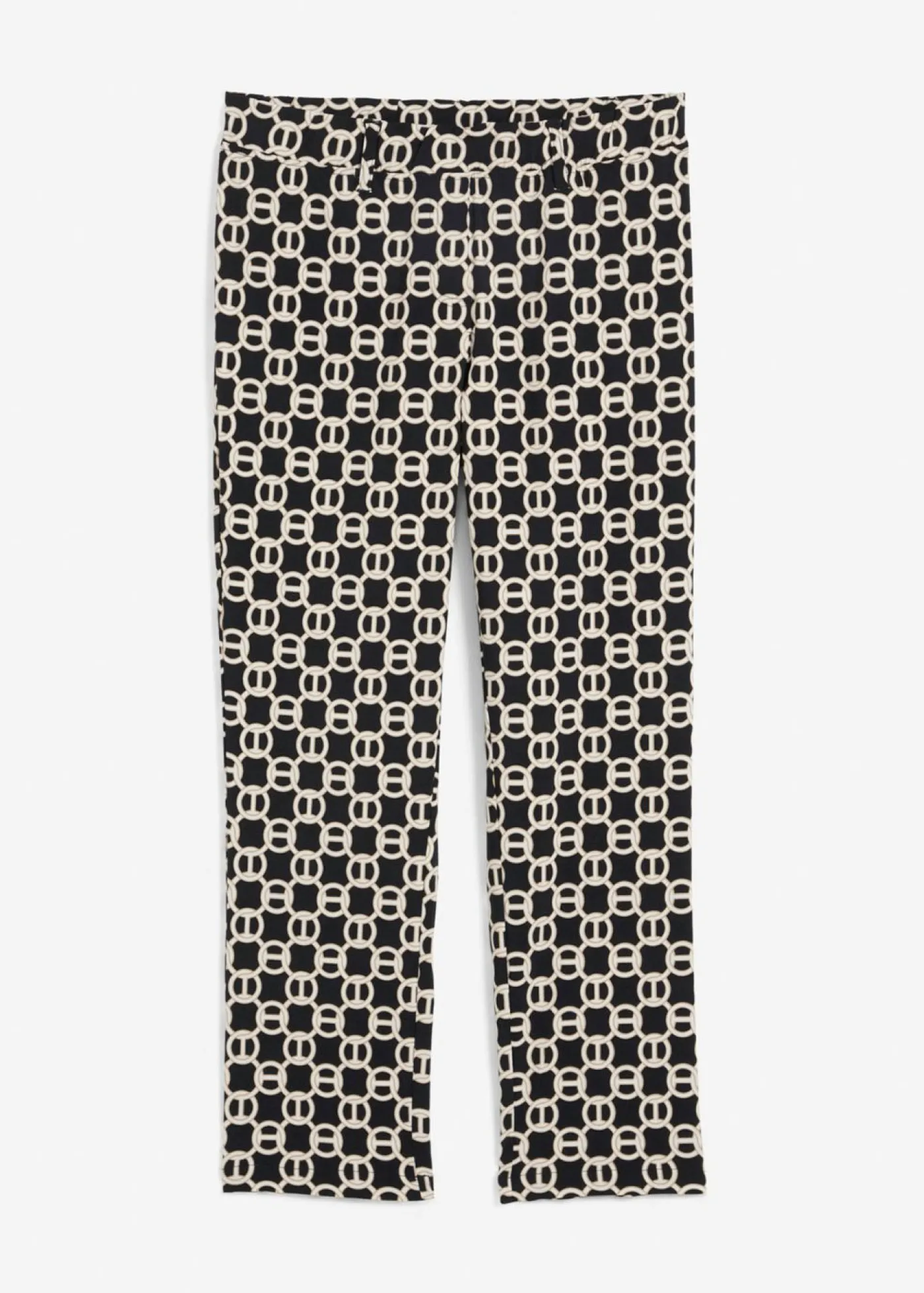 bonprix bonprix Pantalón elástico de bengalina Negro-blanco lana New