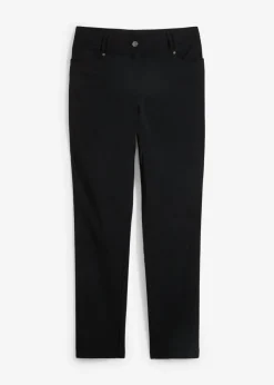 bonprix bonprix Pantalón elástico de bengalina con cintura cómoda de corte recto Negro Clearance
