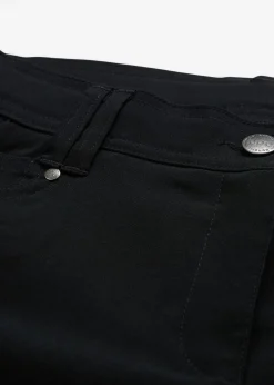 bonprix bonprix Pantalón elástico de bengalina con cintura cómoda de corte recto Negro Clearance