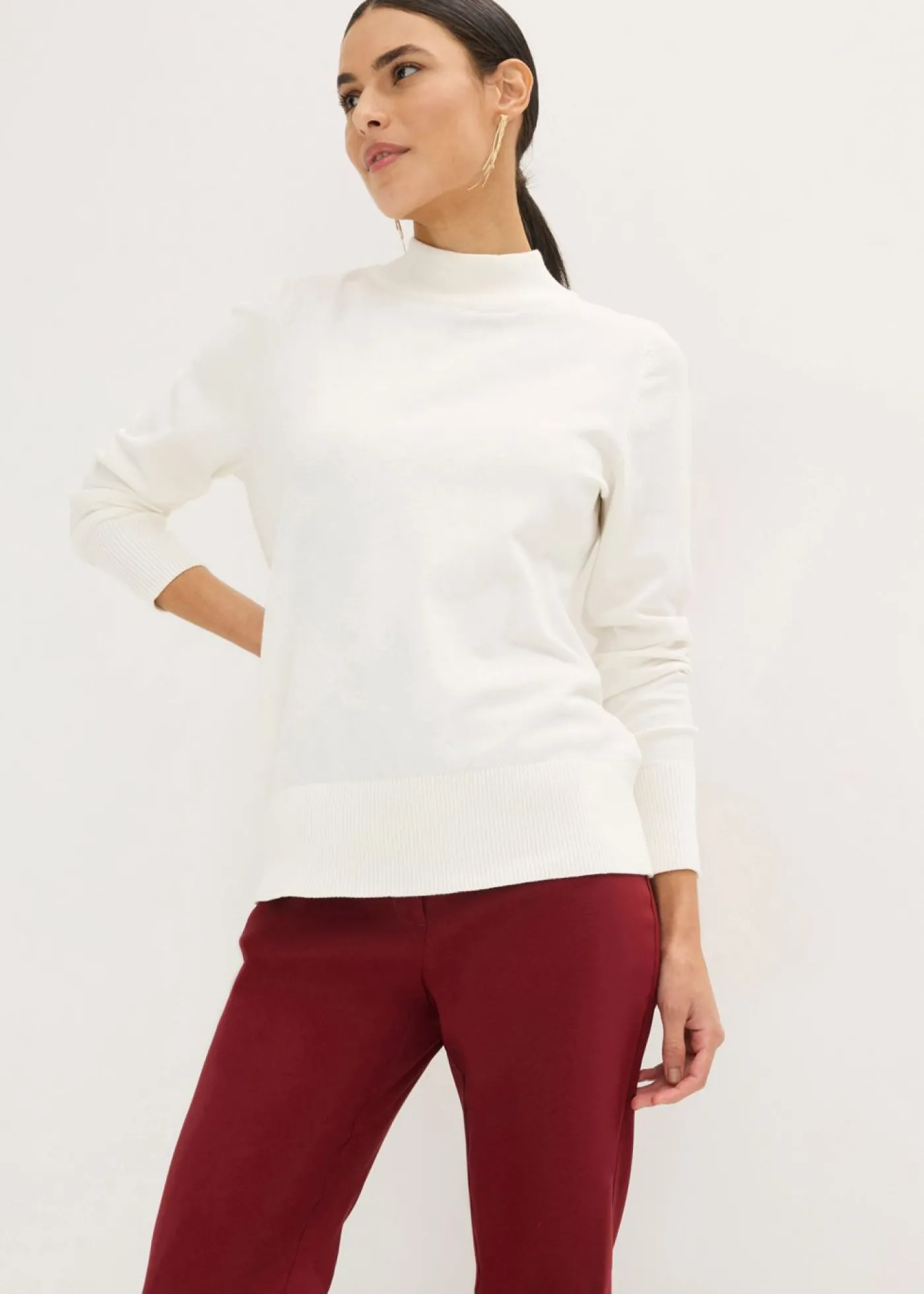 bonprix bonprix Pantalón elástico de bengalina Rojo rubí