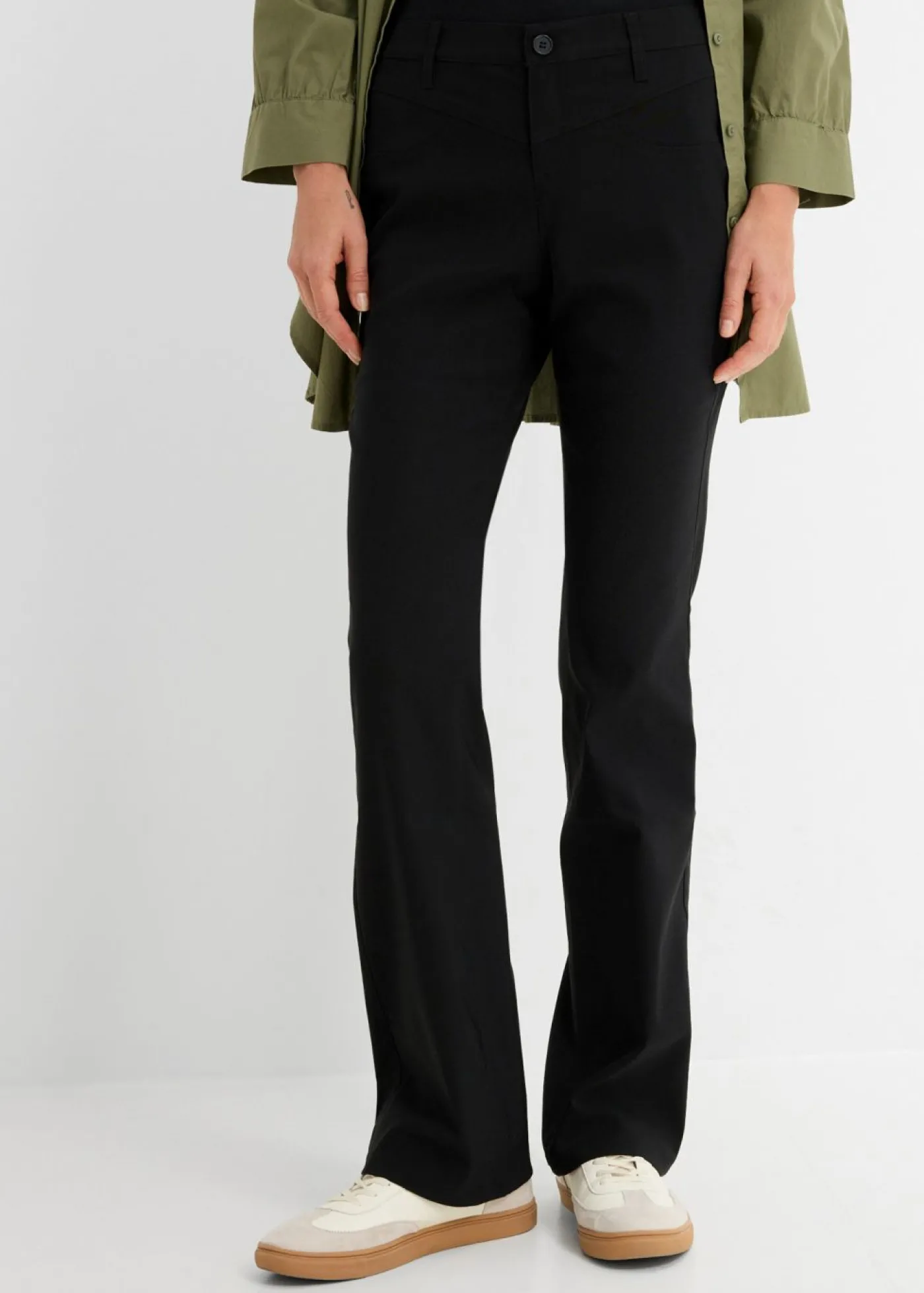 bonprix bonprix Pantalón elástico de bengalina, bootcut Negro