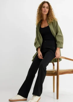 bonprix bonprix Pantalón elástico de bengalina, bootcut Negro