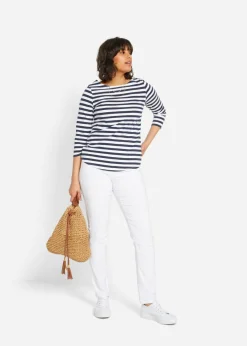 bonprix bonprix Pantalón elástico de corte recto de bengalina Blanco New